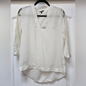 Express White Lace Sleeve Blouse - Small